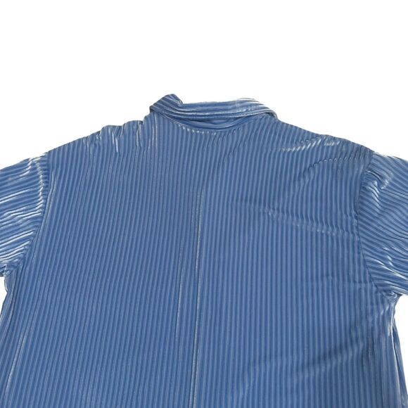 Vintage Positano Shirt Mens XL Blue Velvet Iridescent Button Up Disco Rave - Picture 11 of 15